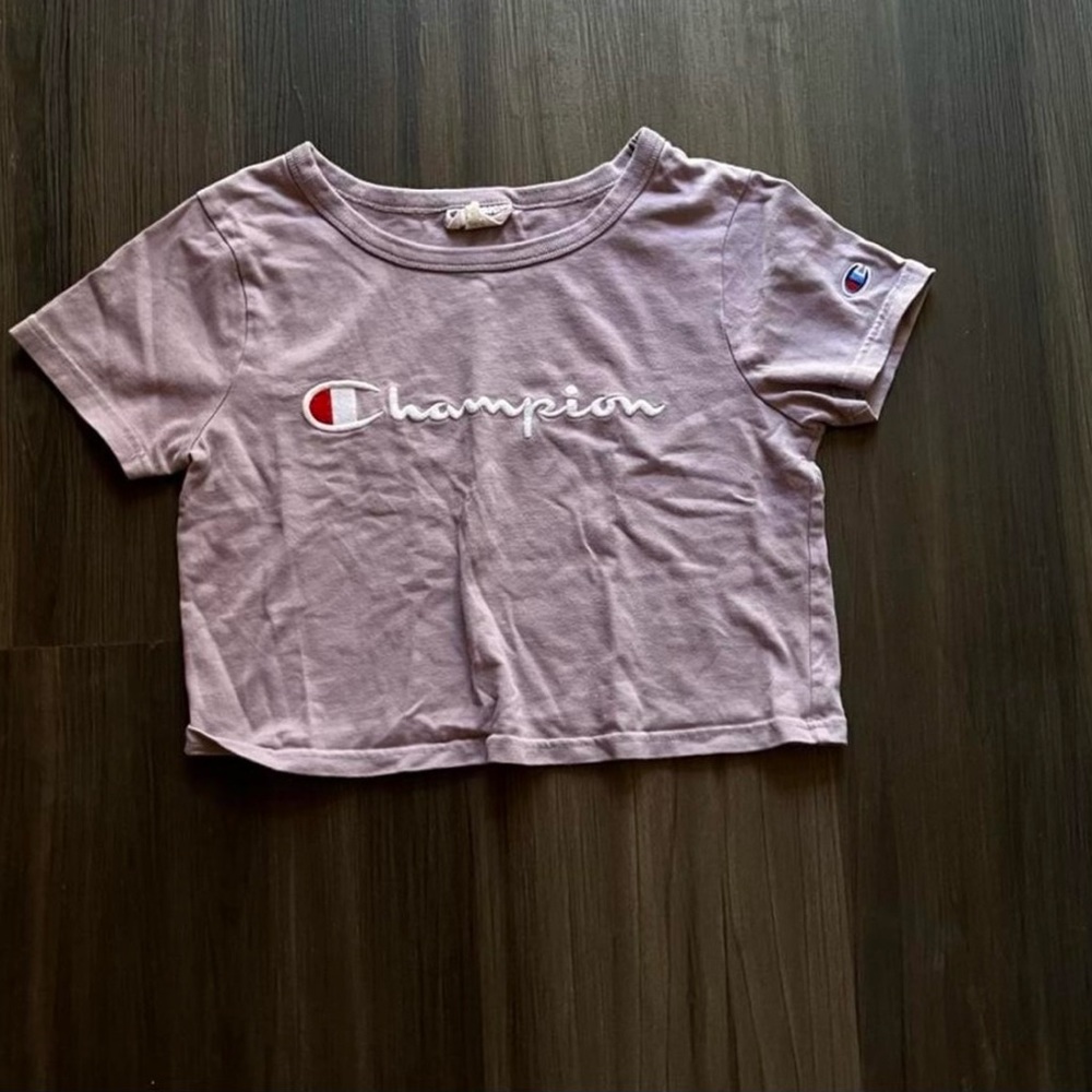 champion lavender crop tee